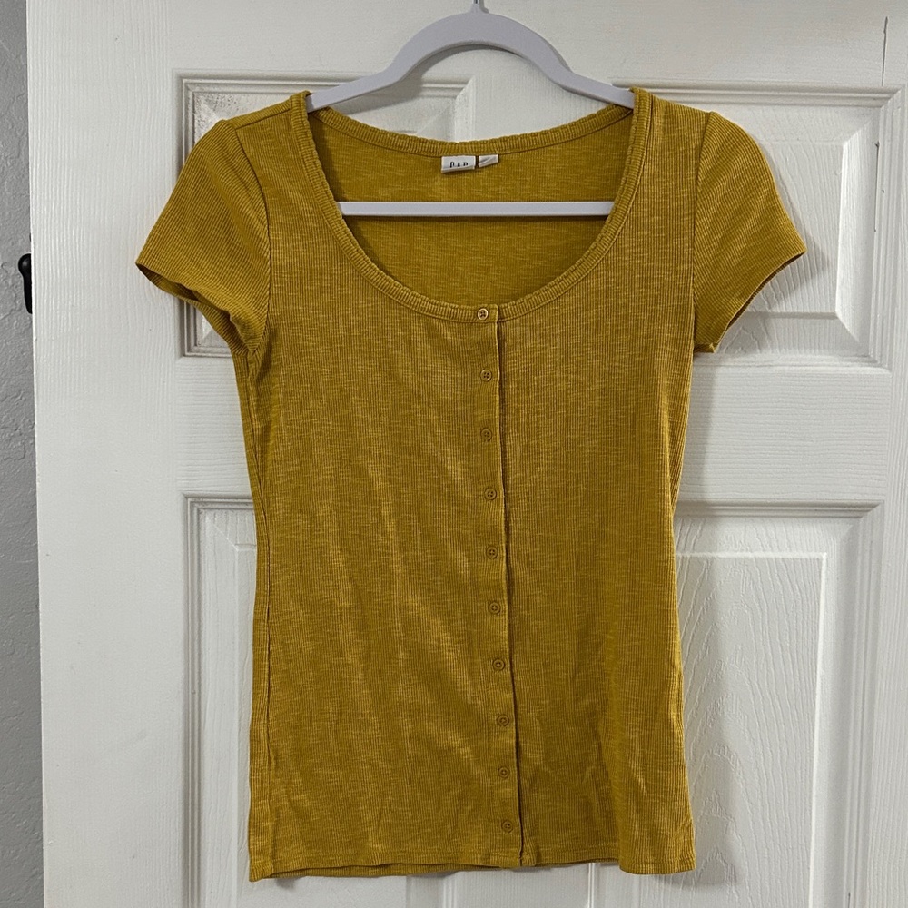 GAP Mustard Short Sleeve Button-Up Tee